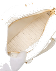 Pre-Loved Crochet Bowling Bag Handbag Crochet Raffia Mini with Gold Hardware, White
