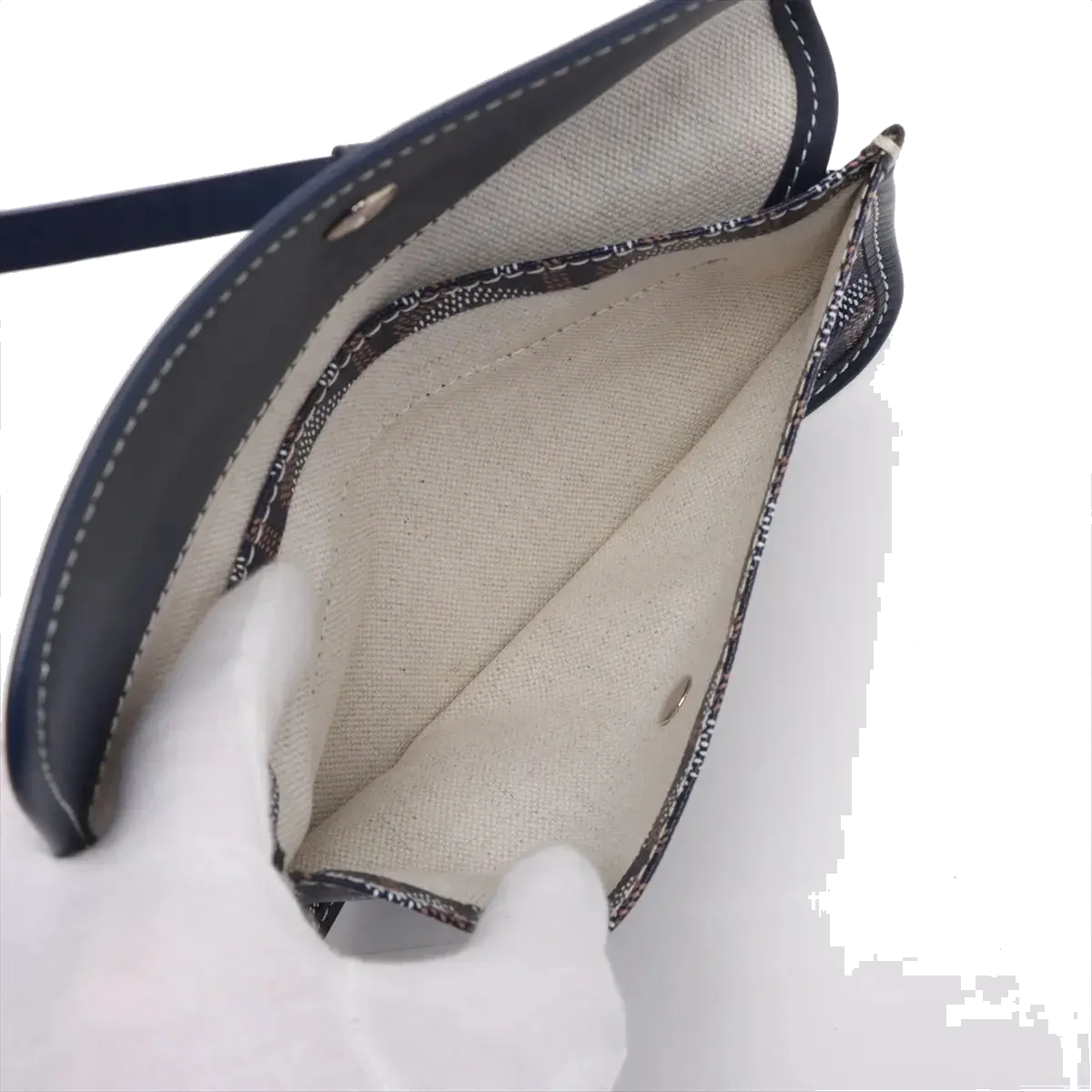 Pre-Loved Saint Louis Tote Goyardine Coated Canvas PM with Silver Hardware, Navy