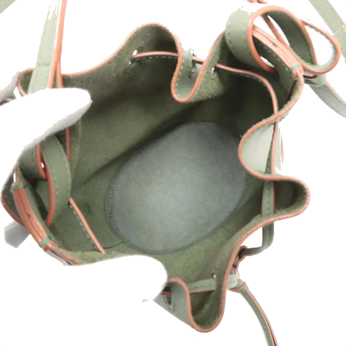 Pre-Loved Balloon Bucket Bag Leather Mini with Gold Hardware, Sage Green