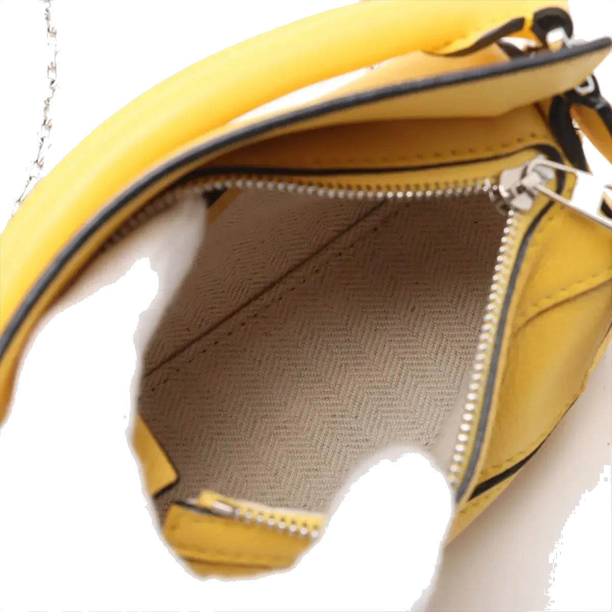 Pre-Loved Puzzle Crossbody Bag Leather Nano with Silver Hardware, Yellow