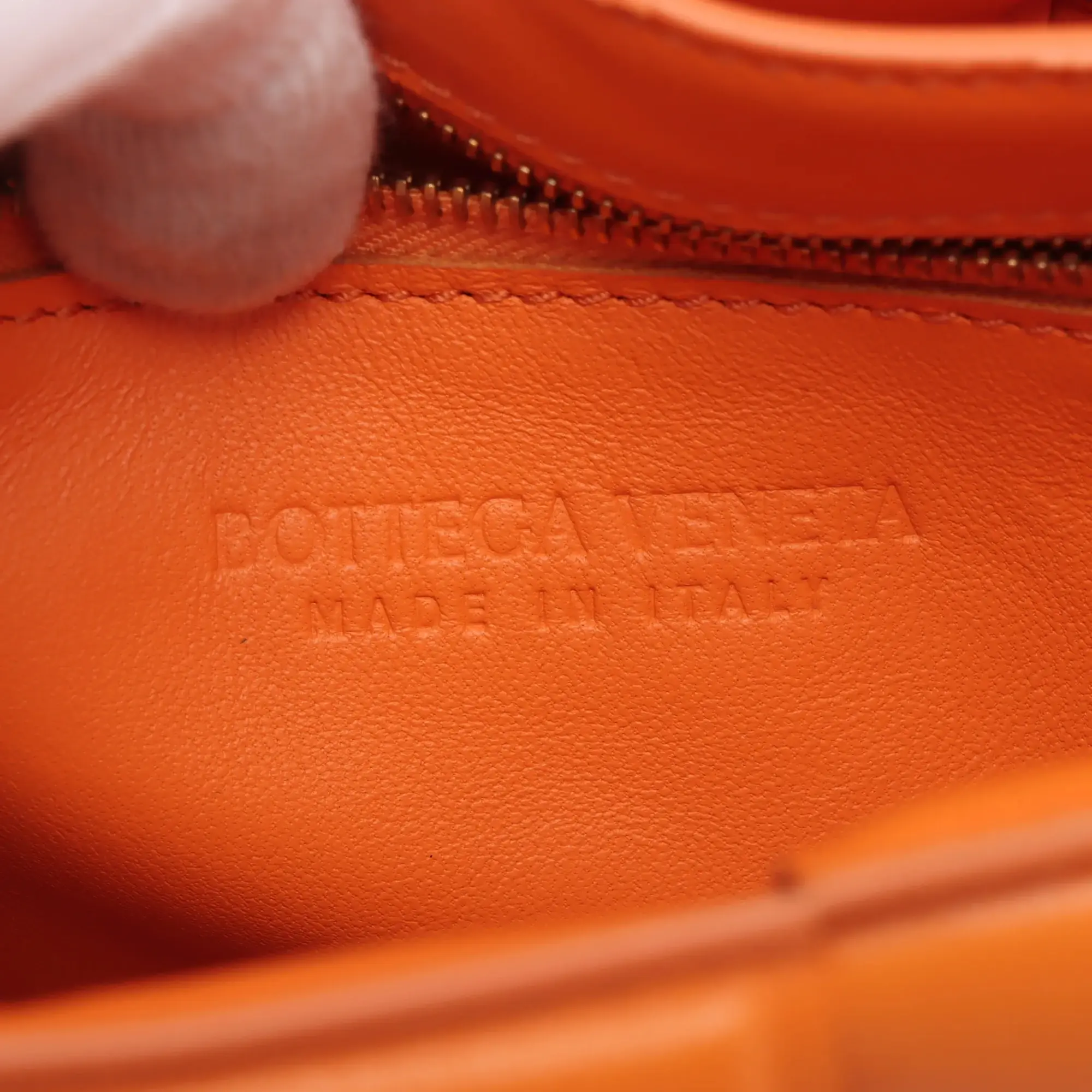 Pre-Loved Padded Cassette Crossbody Bag Intrecciato Leather with Gold Hardware, Orange