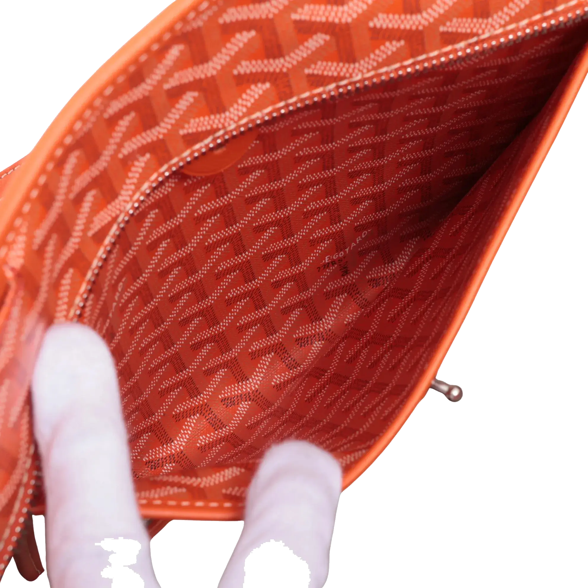 Pre-Loved Artois Tote Goyardine Chevron Coated Canvas PM with Silver Hardware, Orange