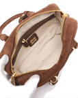 Pre-Loved Arcadie Handbag Suede Small with Gold Hardware, Brown