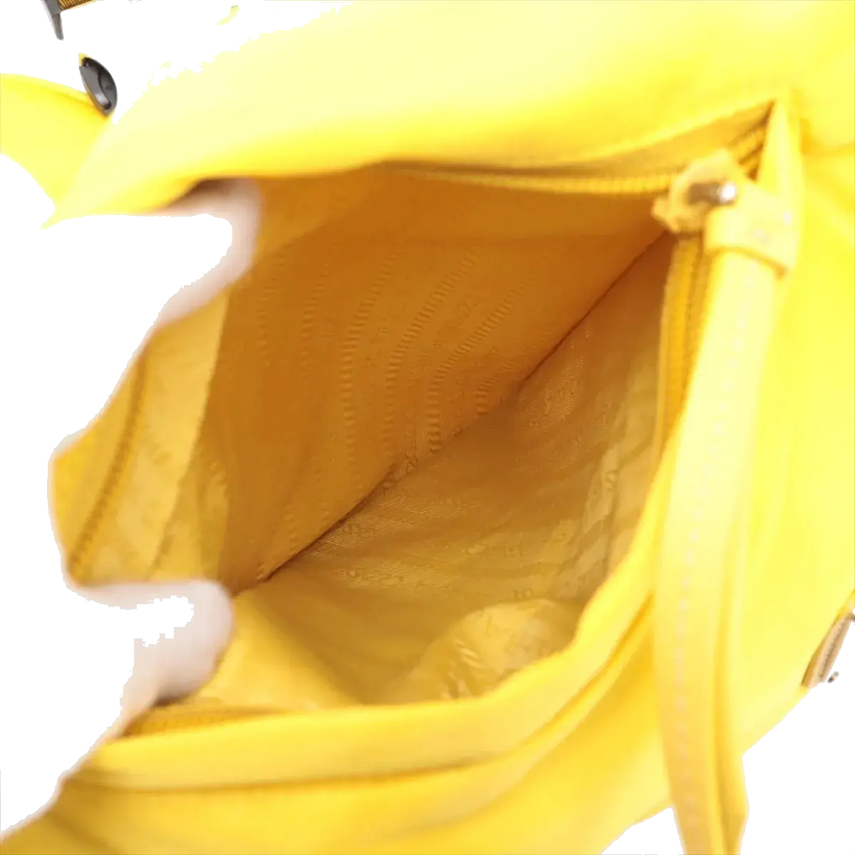 Pre-Loved Padded Nylon Triangle Sling Sling Bag Nylon with Silver Hardware, Yellow