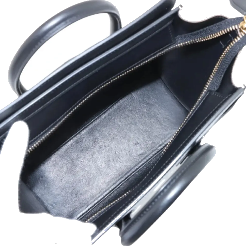 Pre-Loved Luggage Tote Leather Nano with Gold Hardware, White, Black &amp; Beige
