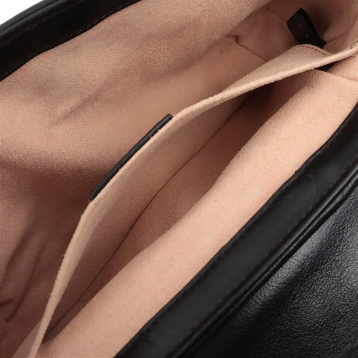 Pre-Loved GG Marmont Shoulder Bag Monogram Coated Canvas Mini with Gold Hardware, Beige / Ebony with Black Leather Trim