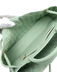 Pre-Loved Andiamo Tote Intrecciato Leather Small with Gold Hardware, Mint Green