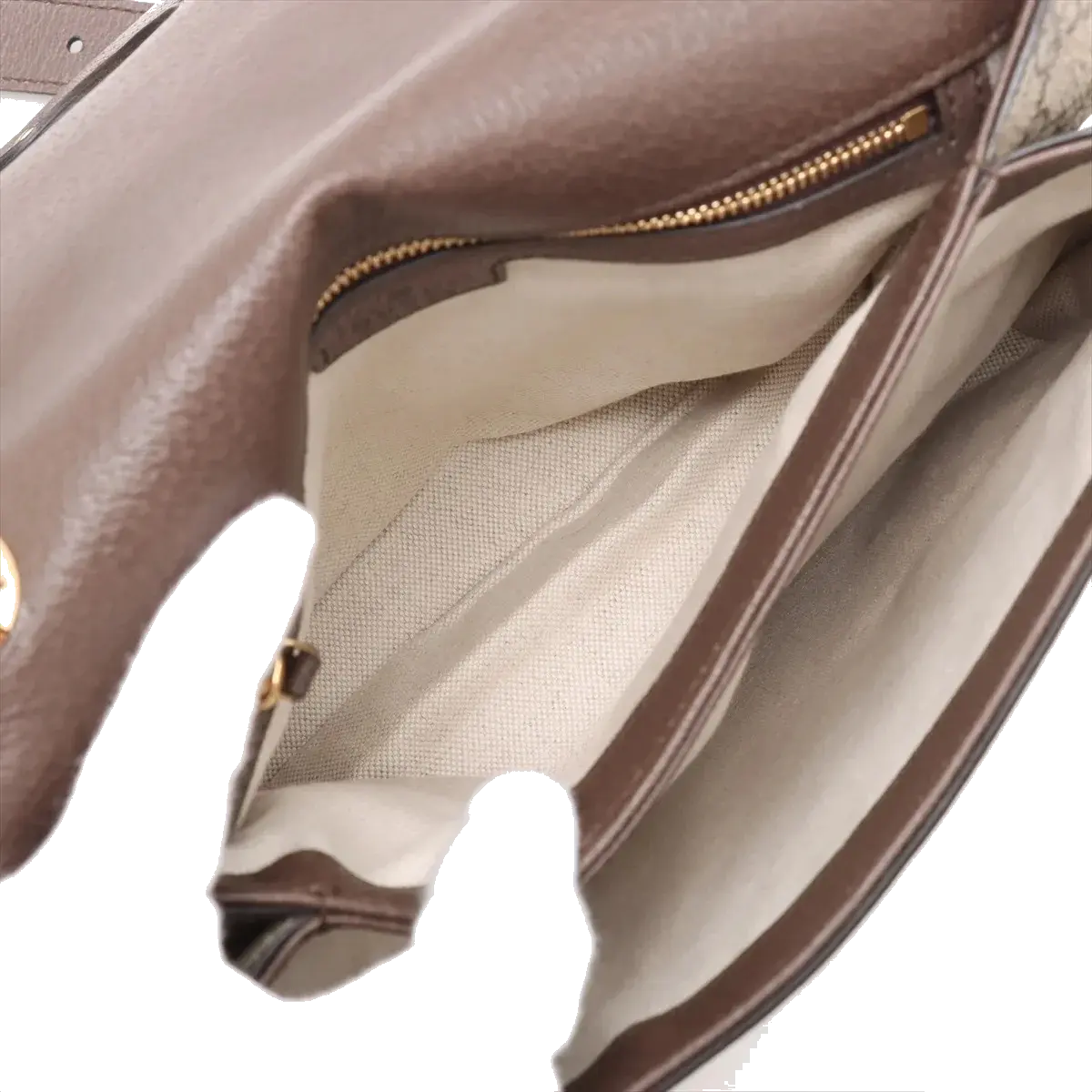 Pre-Loved Blondie Shoulder Bag GG Supreme Coated Canvas with Gold Hardware, Beige/Ebony