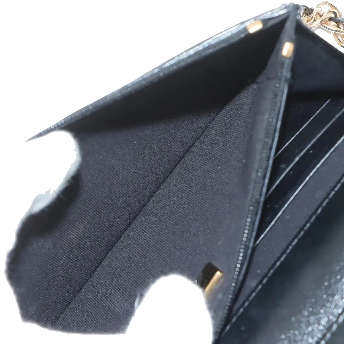 Pre-Loved Wallet on Chain Crossbody Bag Quilted Leather with Gold Hardware, Black