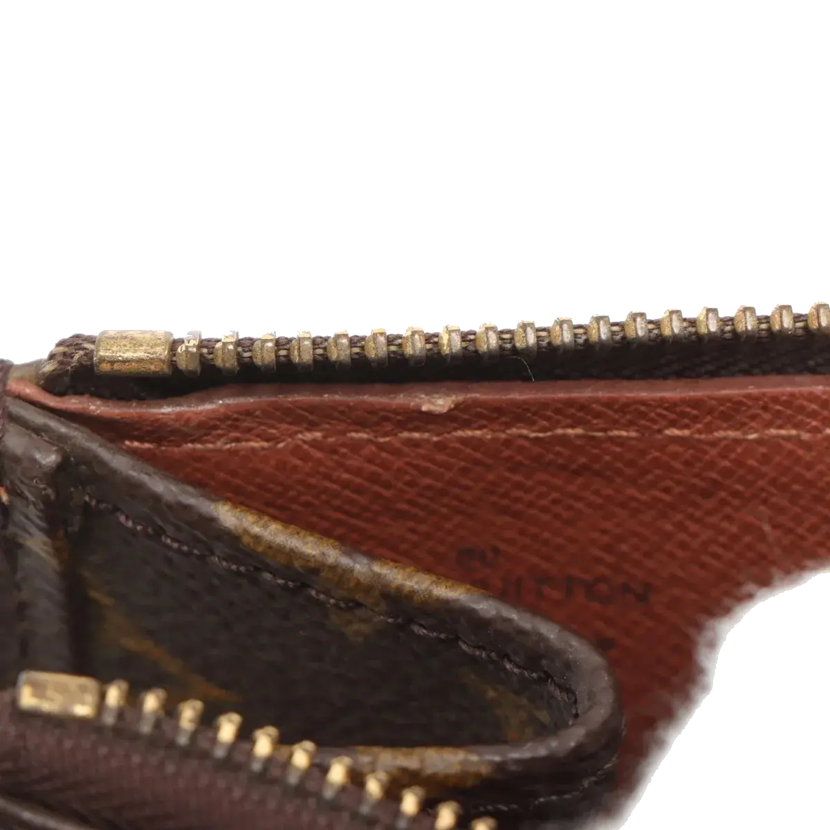 Pre-Loved Poche Documents Clutch Monogram Coated Canvas with Gold Hardware, Brown