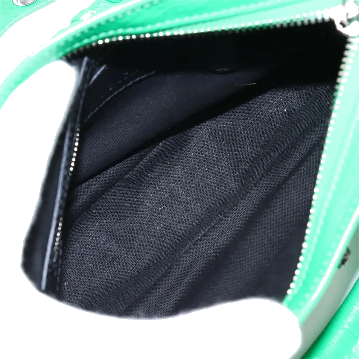 Pre-Loved Le Cagole Handbag Leather Mini with Aged Silver Hardware, Green