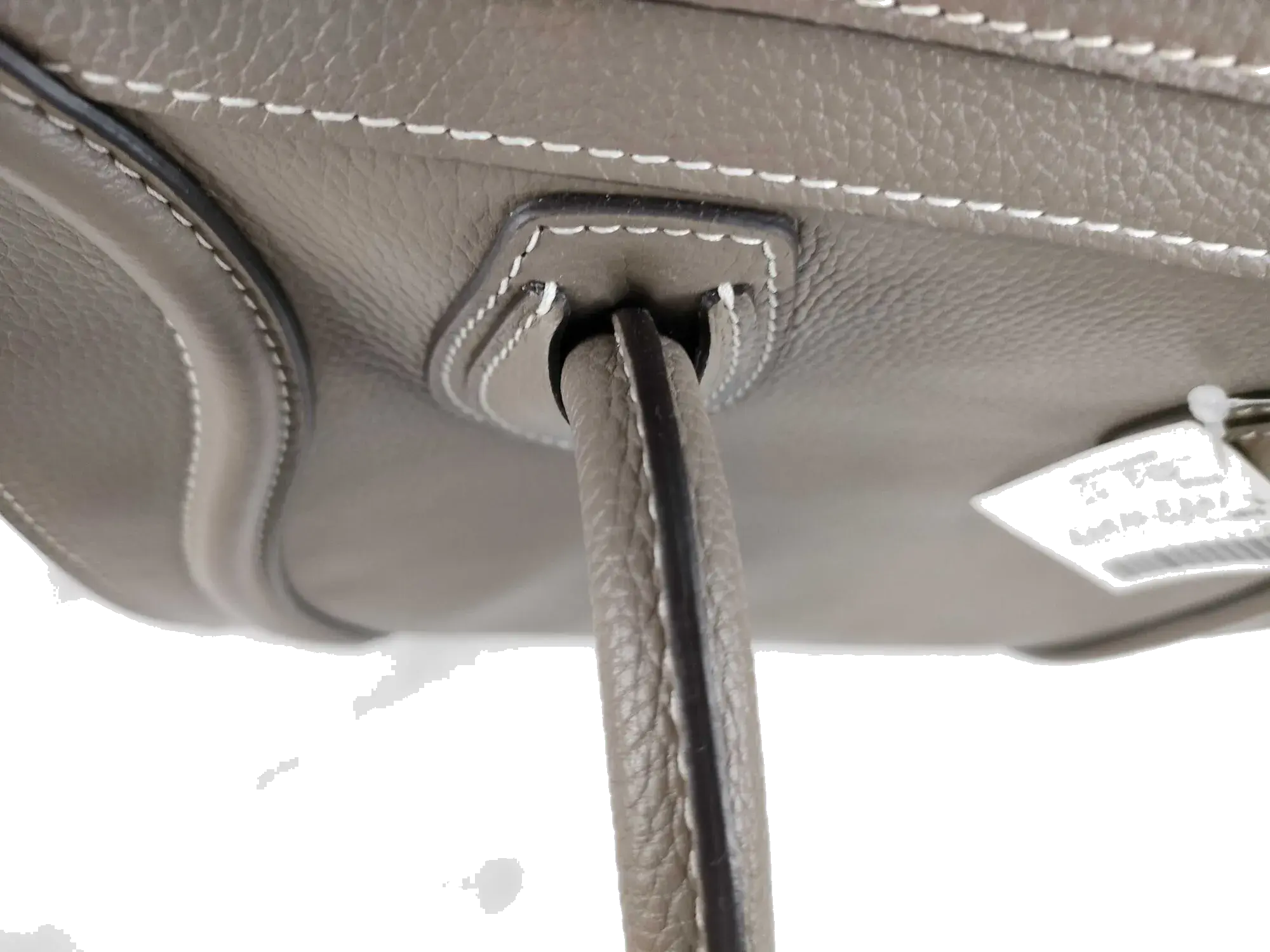 Pre-Loved Luggage Tote Leather Mini with Silver Hardware, Taupe