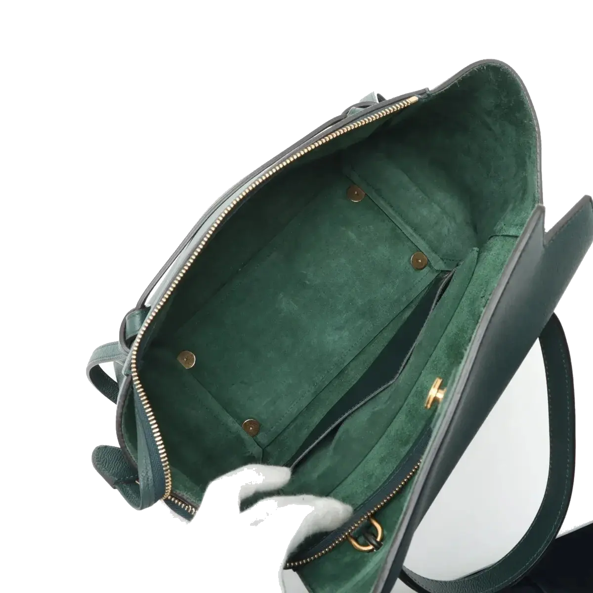 Pre-Loved Belt Bag Handbag Leather Micro with Gold Hardware, Dark Green