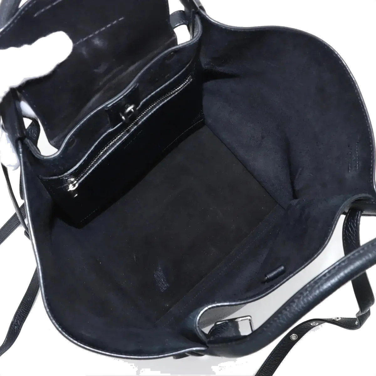 Pre-Loved Big Bag Tote Leather Small with Silver Hardware, Black