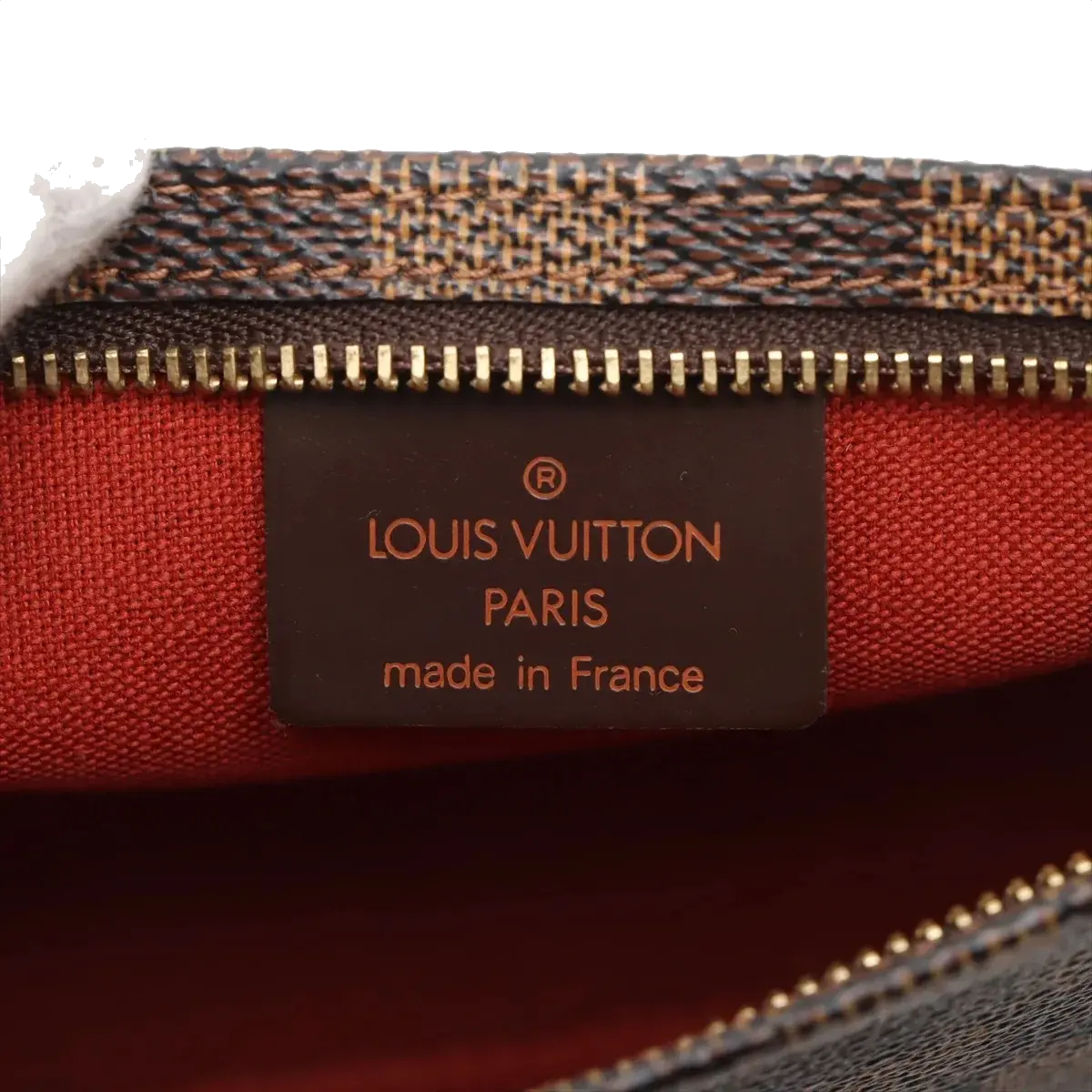 Pre-Loved Pochette Accessoires Pochette Damier Coated Canvas with Gold Hardware, Ebene Brown