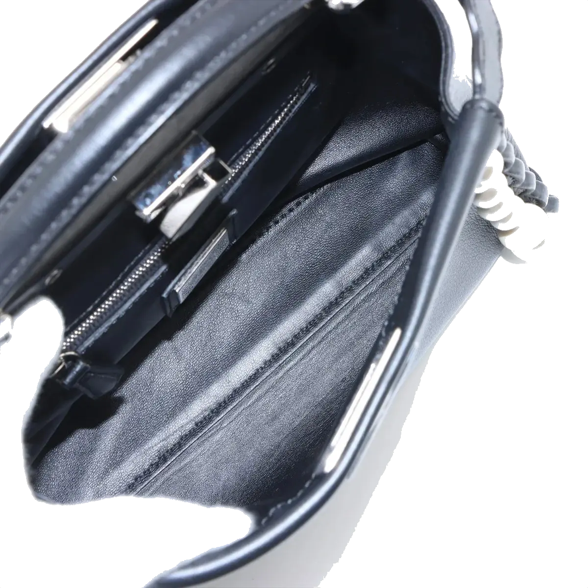 Pre-Loved Peekaboo Handbag Leather Mini with Silver Hardware, Black