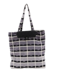Pre-Loved Quilted Flap Bag with Foldable Tote Crossbody Bag Quilted Canvas Mini with Silver Hardware, Black