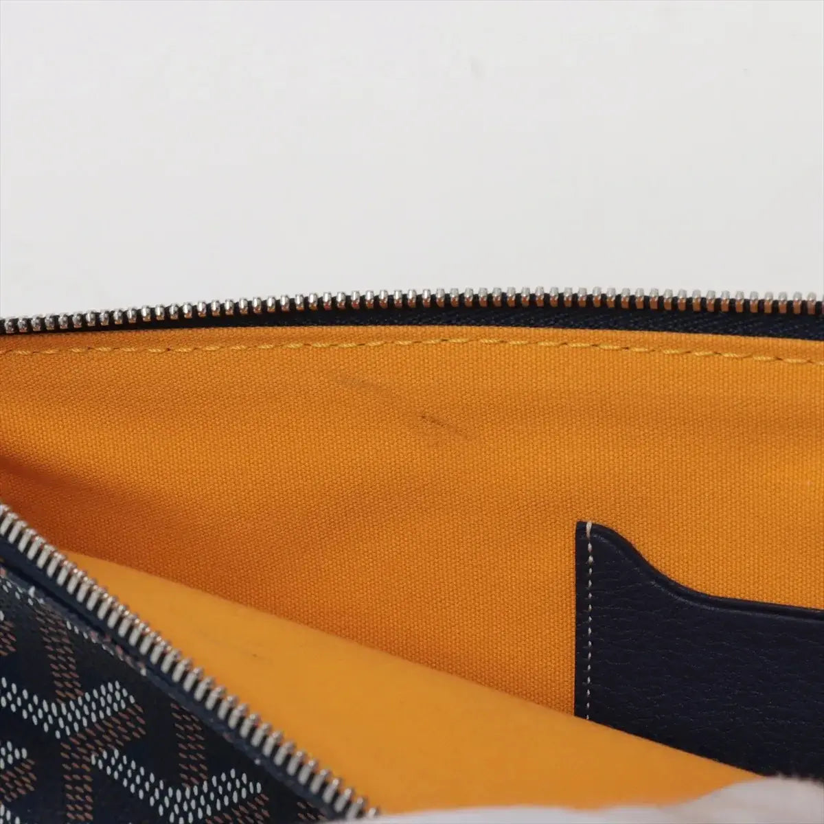 Pre-Loved Senat Pochette Goyardine Coated Canvas MM with Silver Hardware, Navy Blue