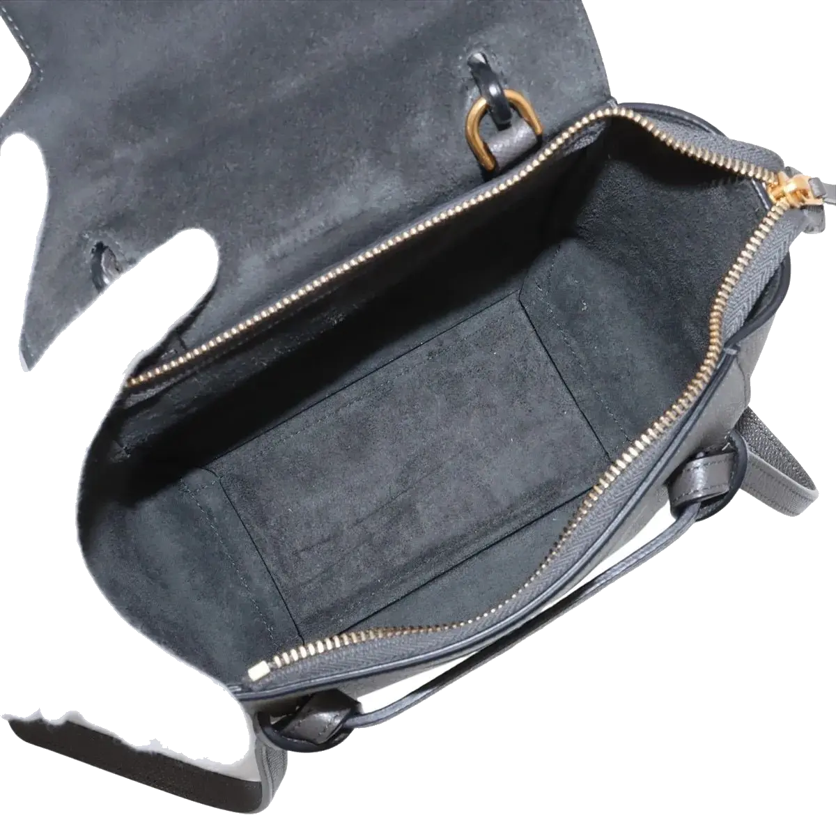 Pre-Loved Belt Bag Handbag Leather Micro with Gold Hardware, Gray