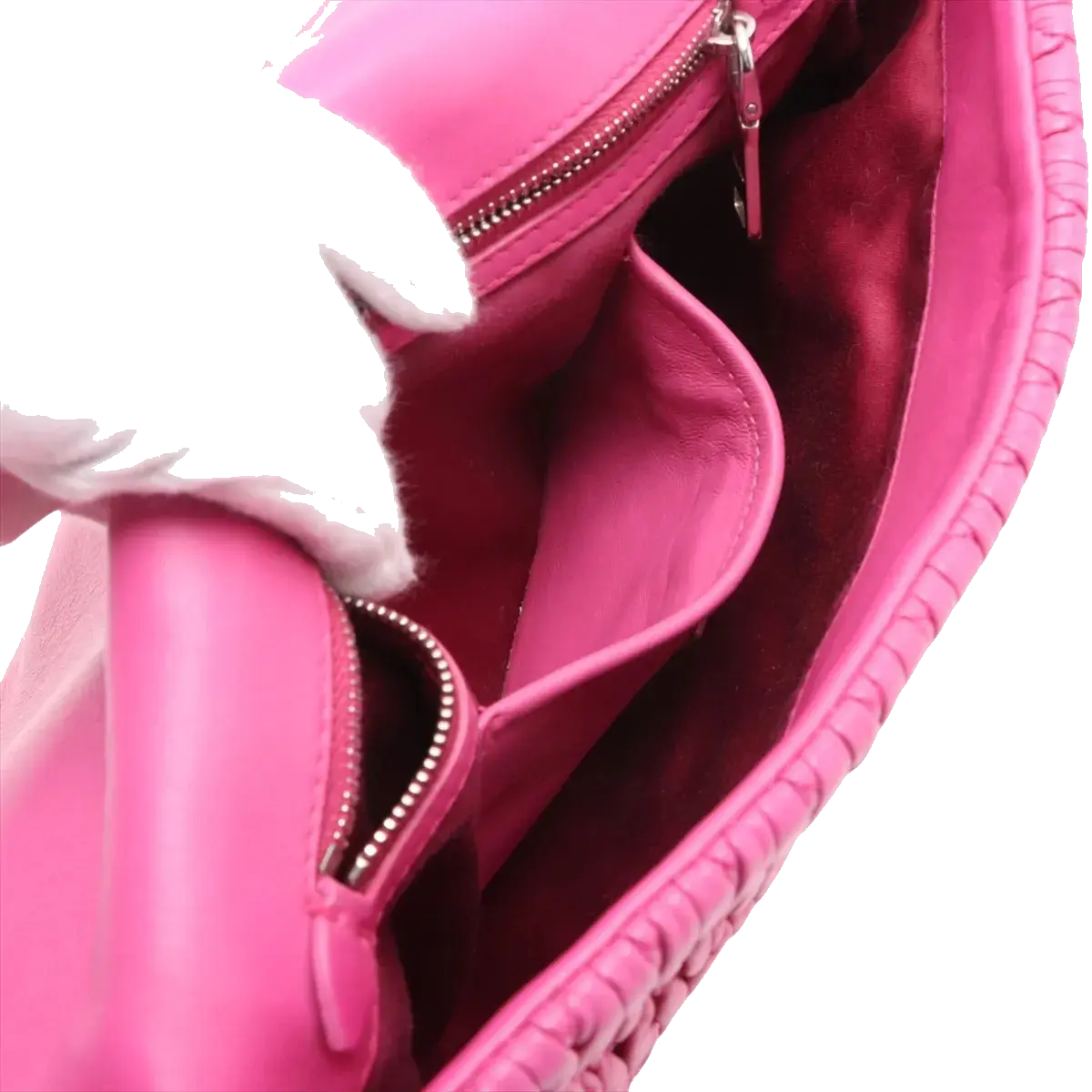 Pre-Loved Crystal Matelassé Shoulder Bag Matelassé Leather with Silver Hardware, Pink