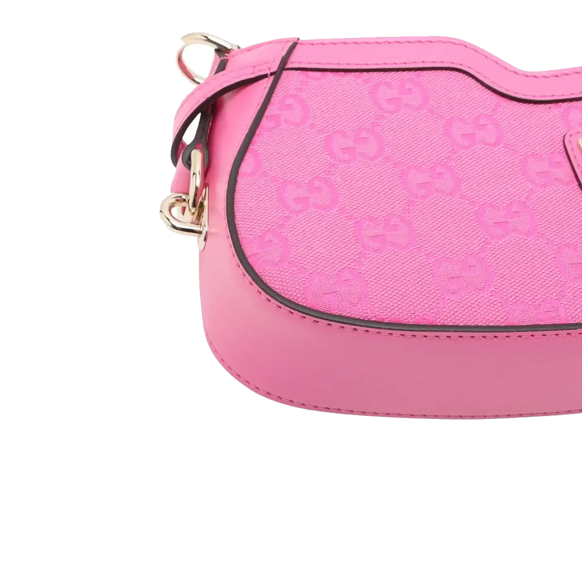 Pre-Loved Moon Side GG Mini Shoulder Bag Monogram Coated Canvas Mini with Gold Hardware, Pink