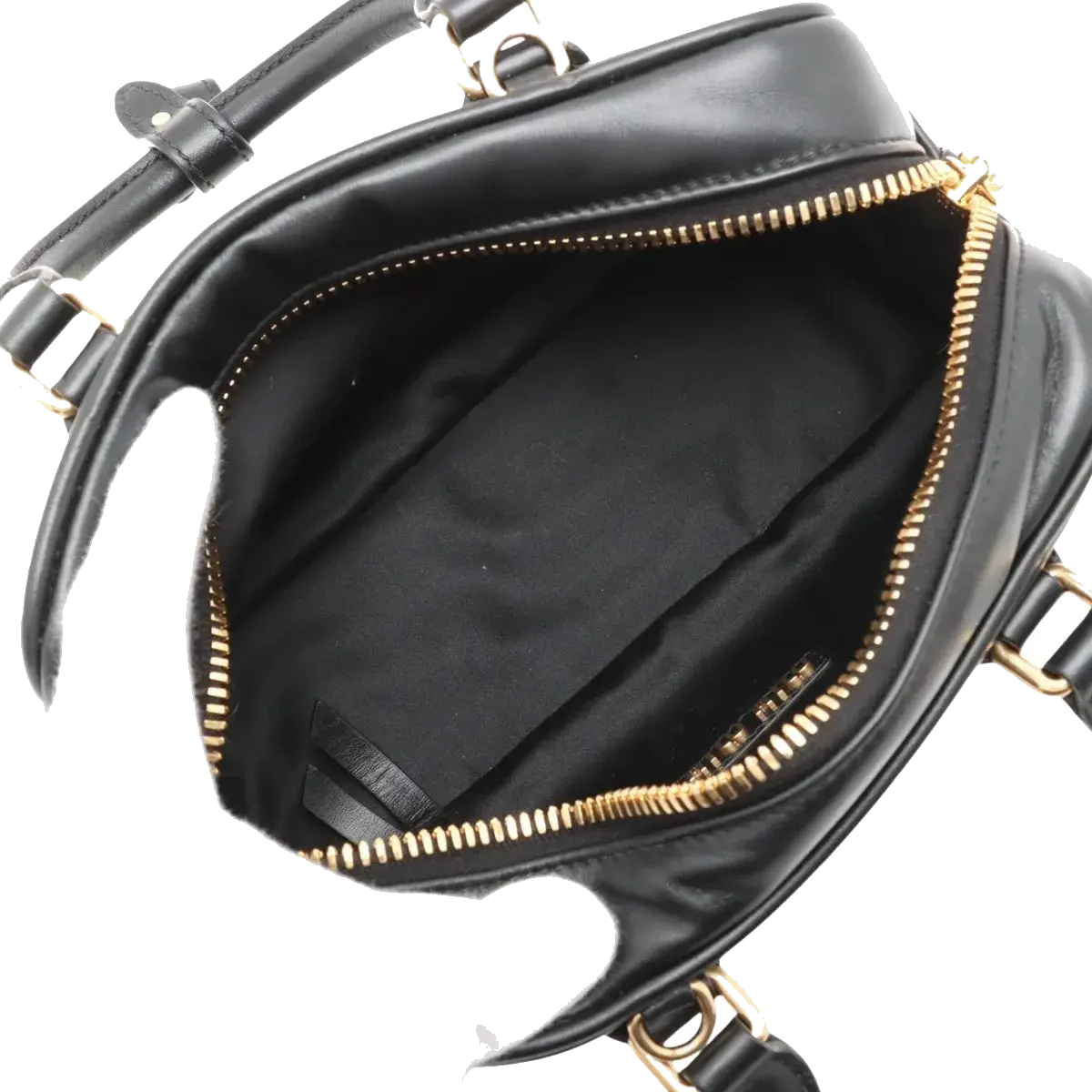 Pre-Loved Bowling Bag Handbag Leather Mini with Gold Hardware, Black
