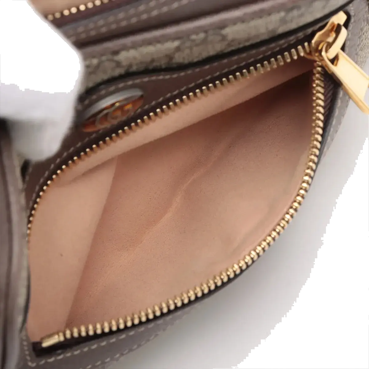 Pre-Loved Ophidia Belt Bag Monogram Coated Canvas Small with Gold Hardware, Beige Ebony