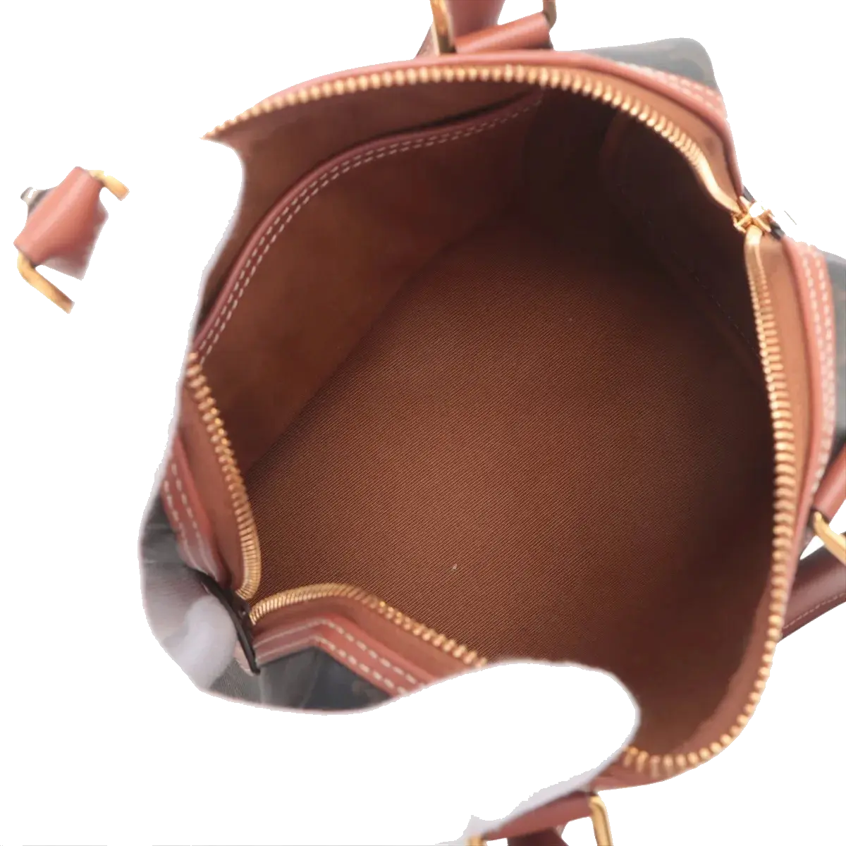 Pre-Loved Boston Triomphe Handbag Triomphe Coated Canvas Small with Gold Hardware, Brown