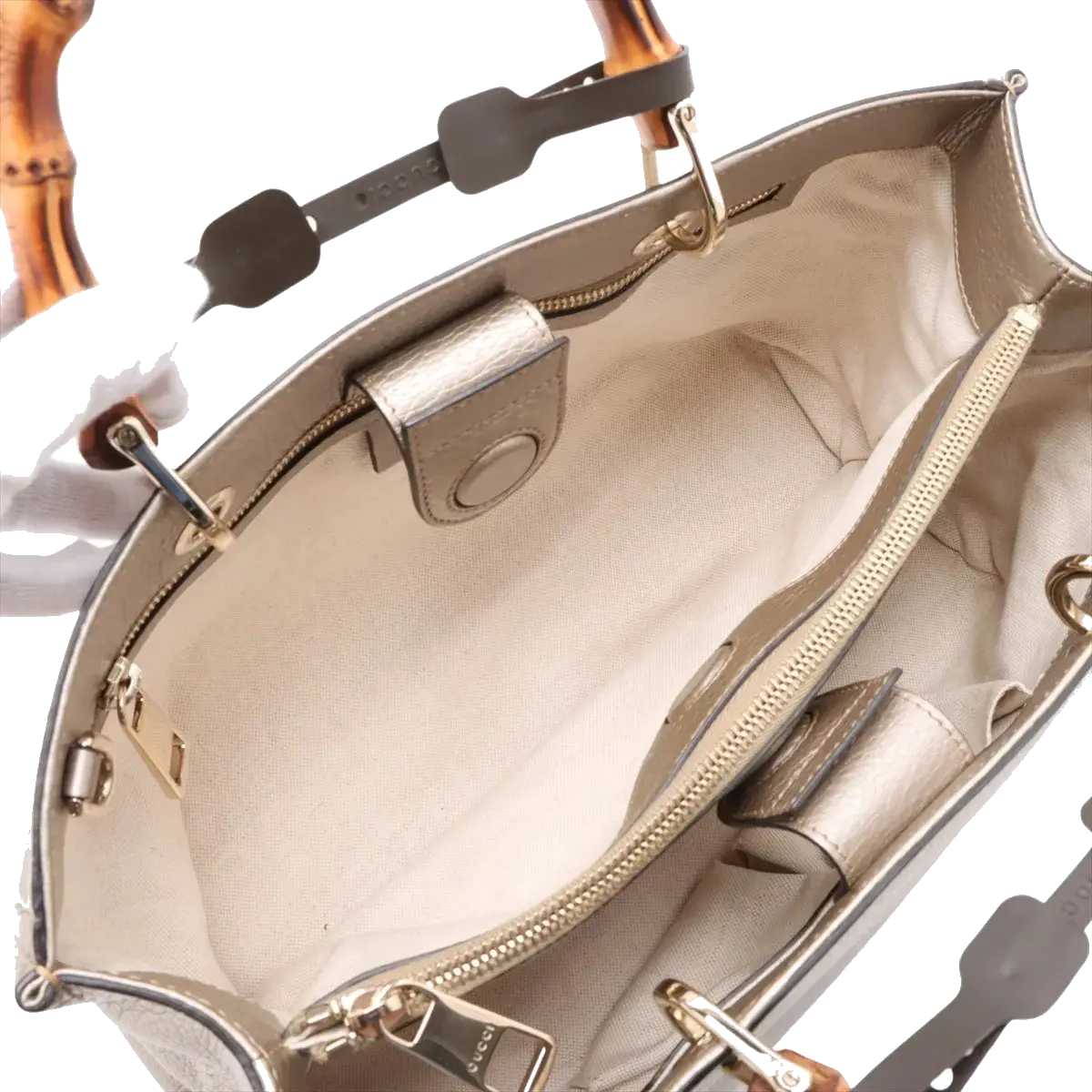 Pre-Loved Bamboo Shopper Tote Leather Medium with Gold Hardware, Champagne Gold