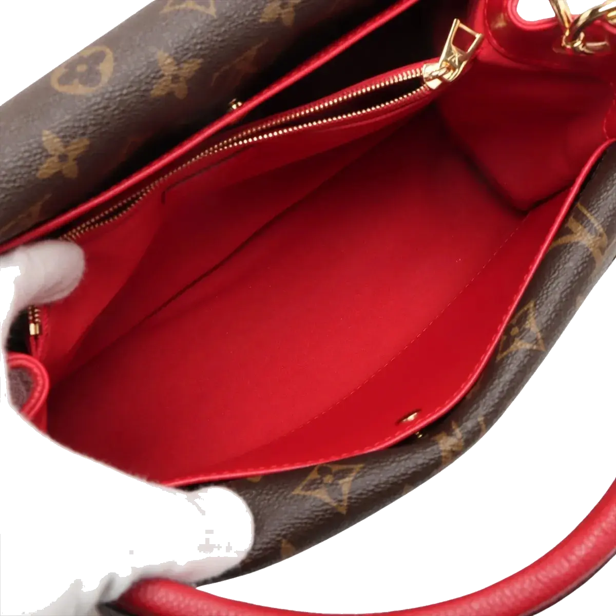 Pre-Loved Double V Handbag Monogram Leather with Gold Hardware, Red