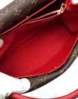 Pre-Loved Double V Handbag Monogram Leather with Gold Hardware, Red