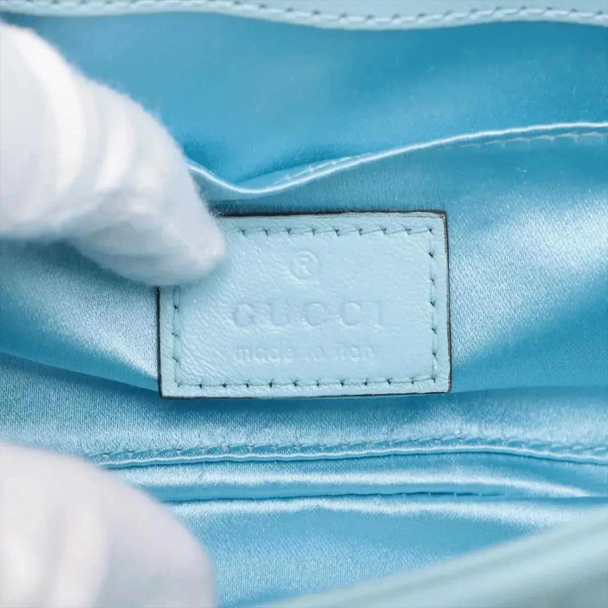 Pre-Loved Horsebit Chain Shoulder Bag Quilted Leather Small with Silver Hardware, Light Blue