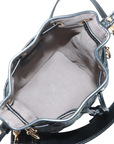Pre-Loved Mon Tresor Bucket Bag FF Logo Embossed Leather Mini with Gold Hardware, Black