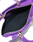 Pre-Loved Lady Dior Handbag Cannage Leather Large with Gold Hardware, Purple
