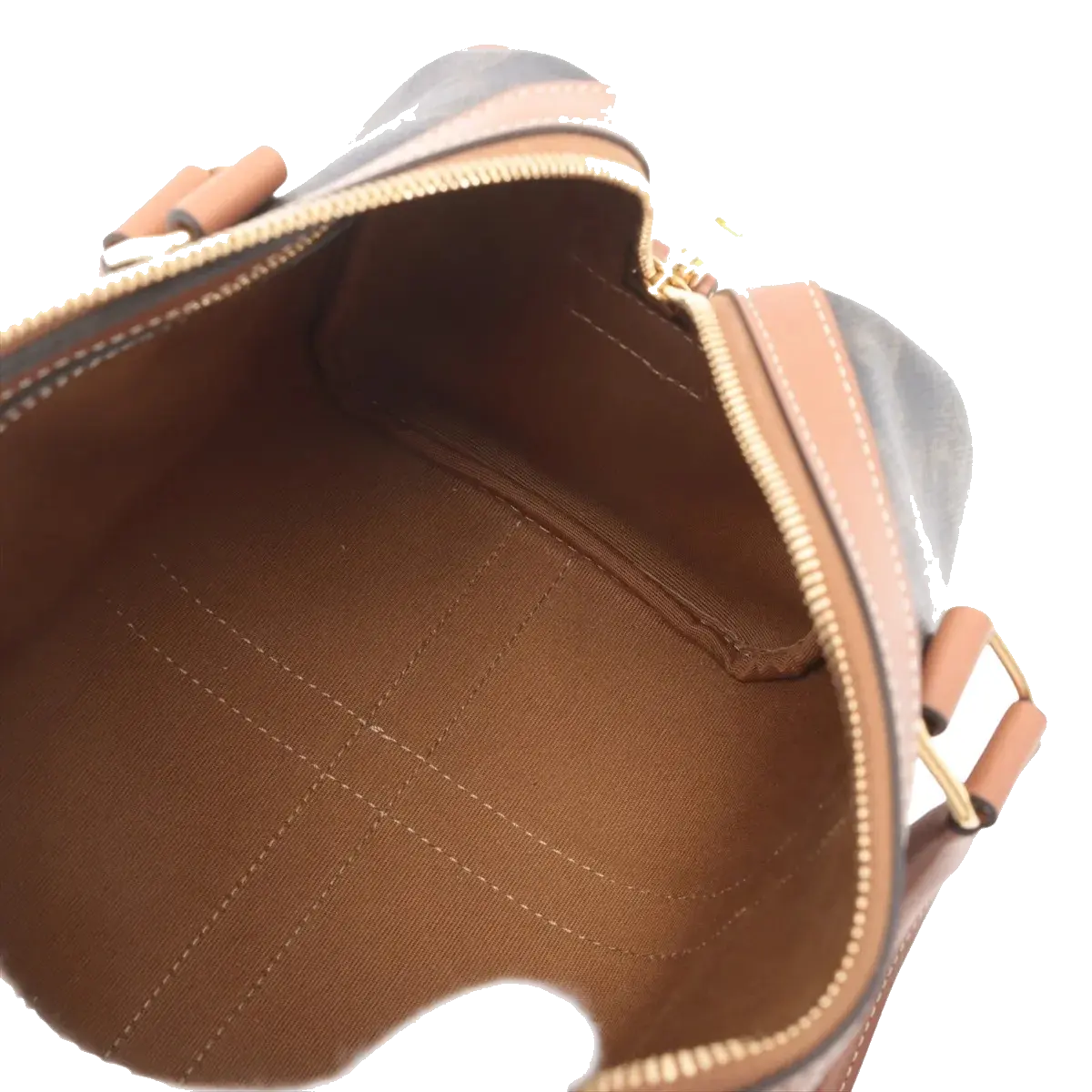 Pre-Loved Triomphe Boston Bag Handbag Triomphe Coated Canvas Small with Gold Hardware, Brown