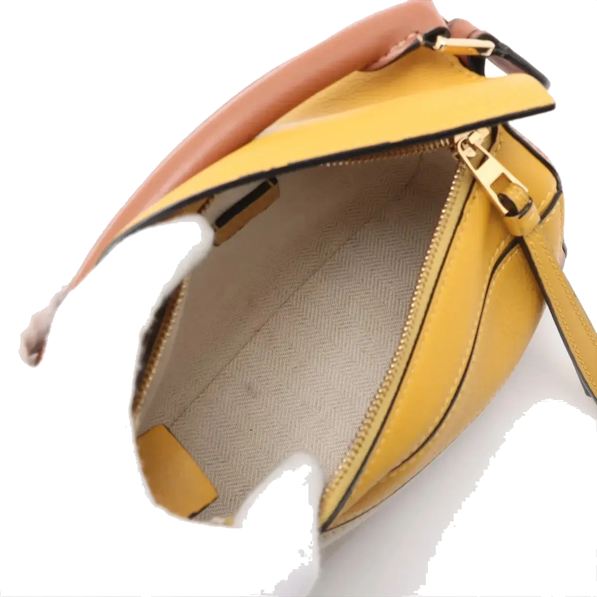 Pre-Loved Puzzle Handbag Leather Mini with Gold Hardware, Yellow, Tan, Cream