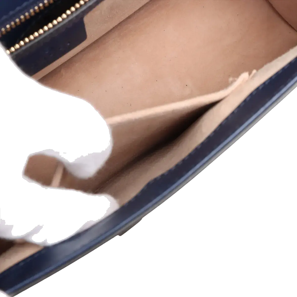 Pre-Loved Sylvie Shoulder Bag Leather Small with Gold Hardware, Navy Blue