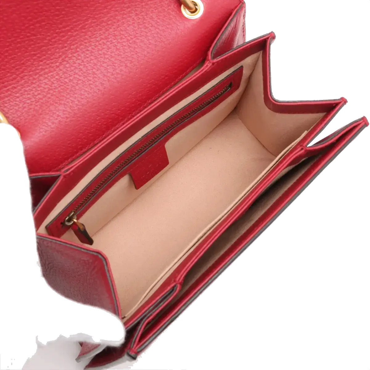 Pre-Loved Queen Margaret Handbag Monogram Coated Canvas Small with Aged Gold Hardware, Beige Ebony Red