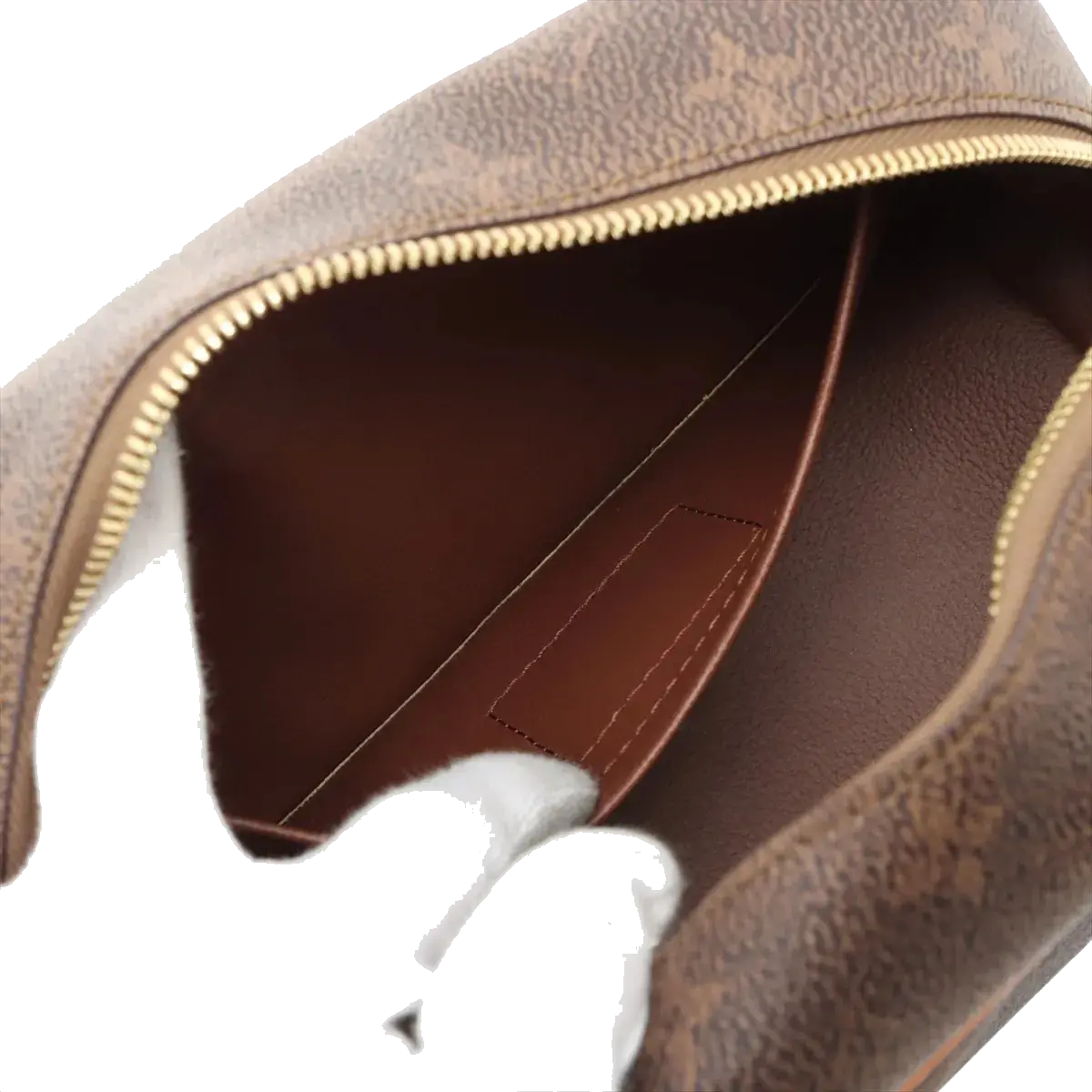 Pre-Loved Dopp Kit Pochette Monogram Coated Canvas with Gold Hardware, Brown