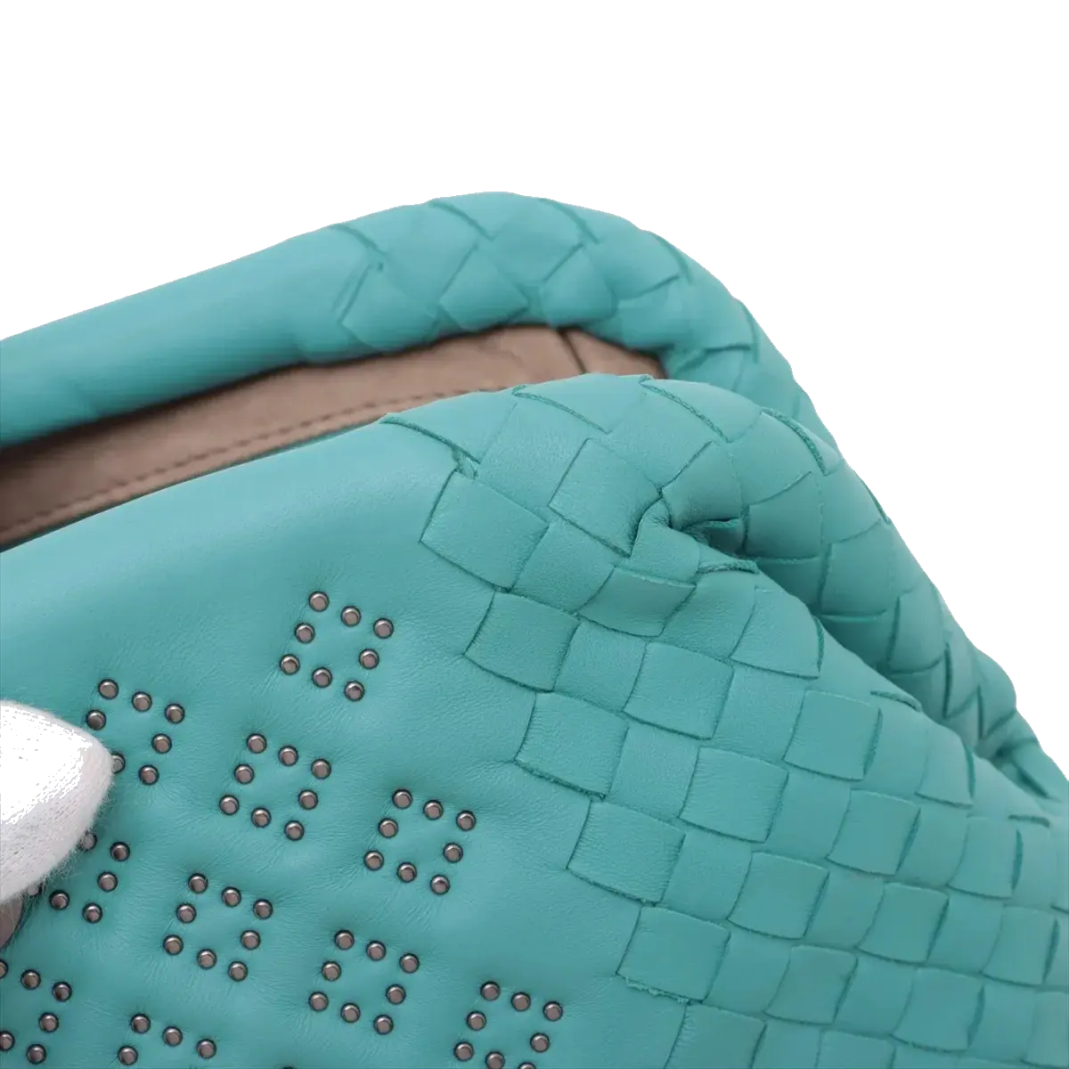 Pre-Loved The Lauren 1980 Clutch Intrecciato Leather with Silver Hardware, Turquoise