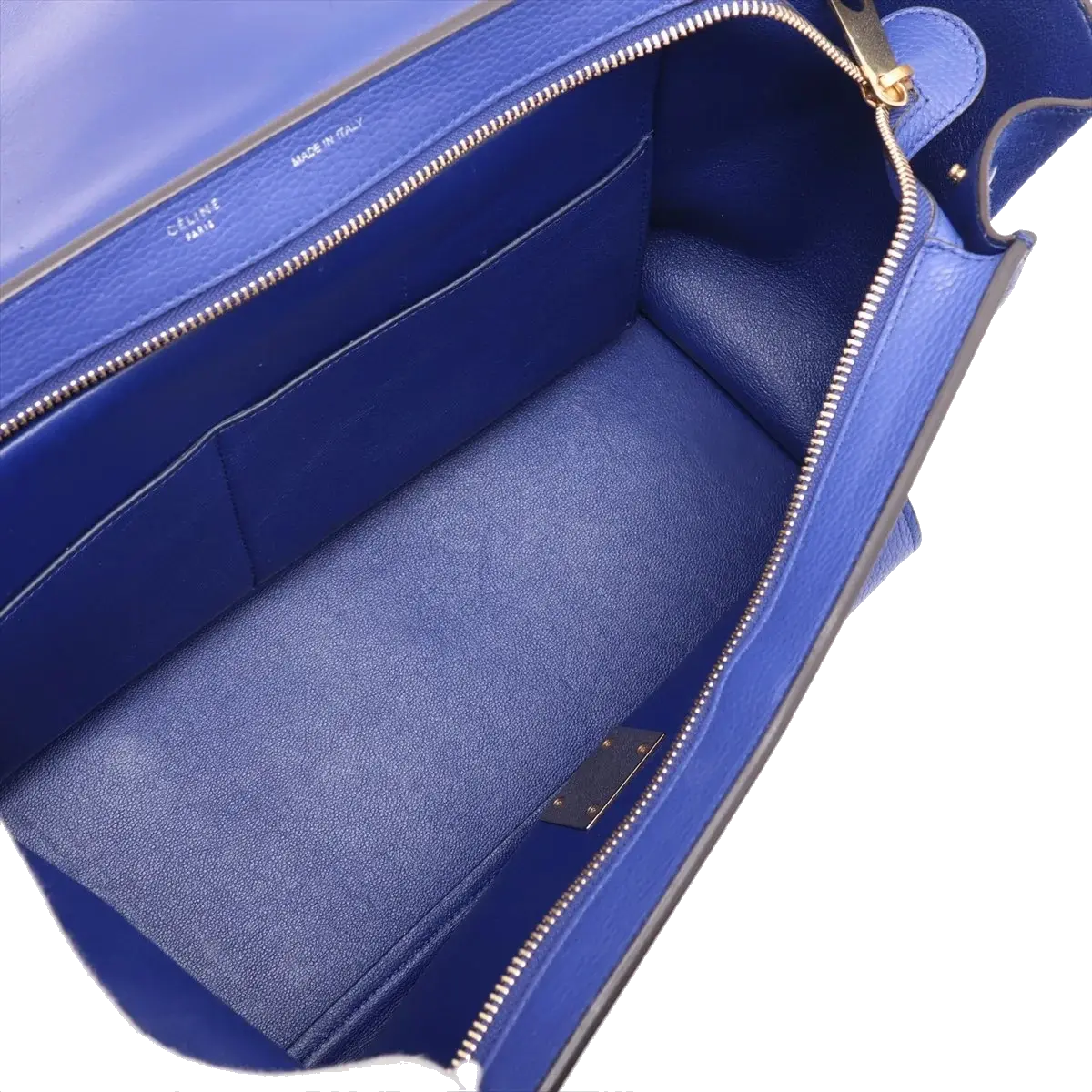 Pre-Loved Trapeze Handbag Leather Medium with Gold Hardware, Blue