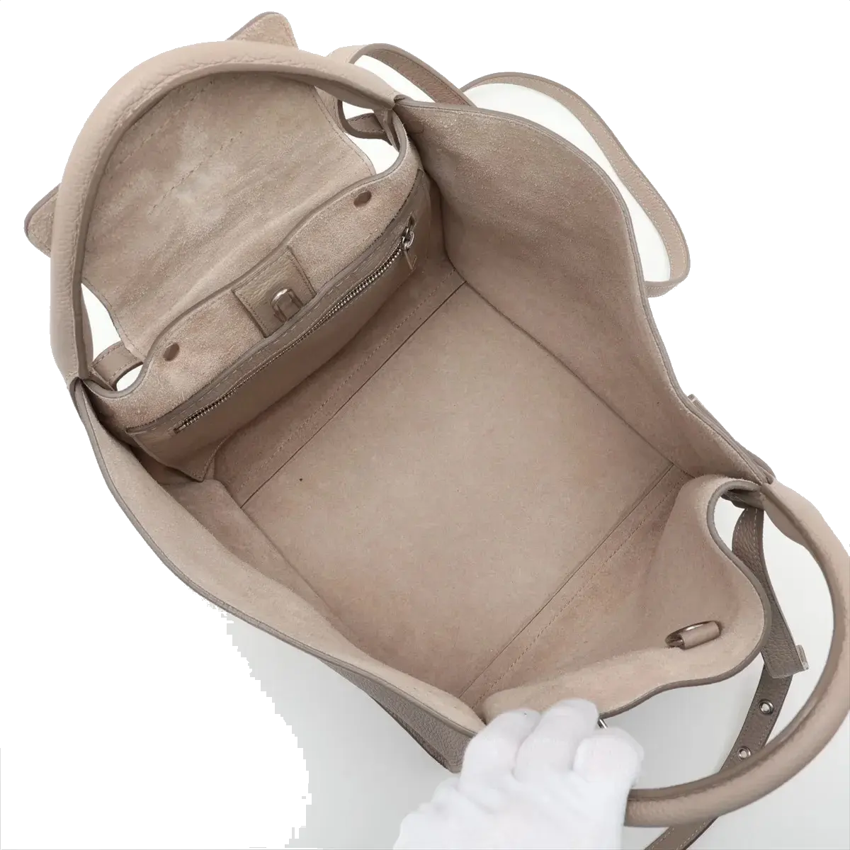 Pre-Loved Big Bag Tote Leather Small with Silver Hardware, Taupe
