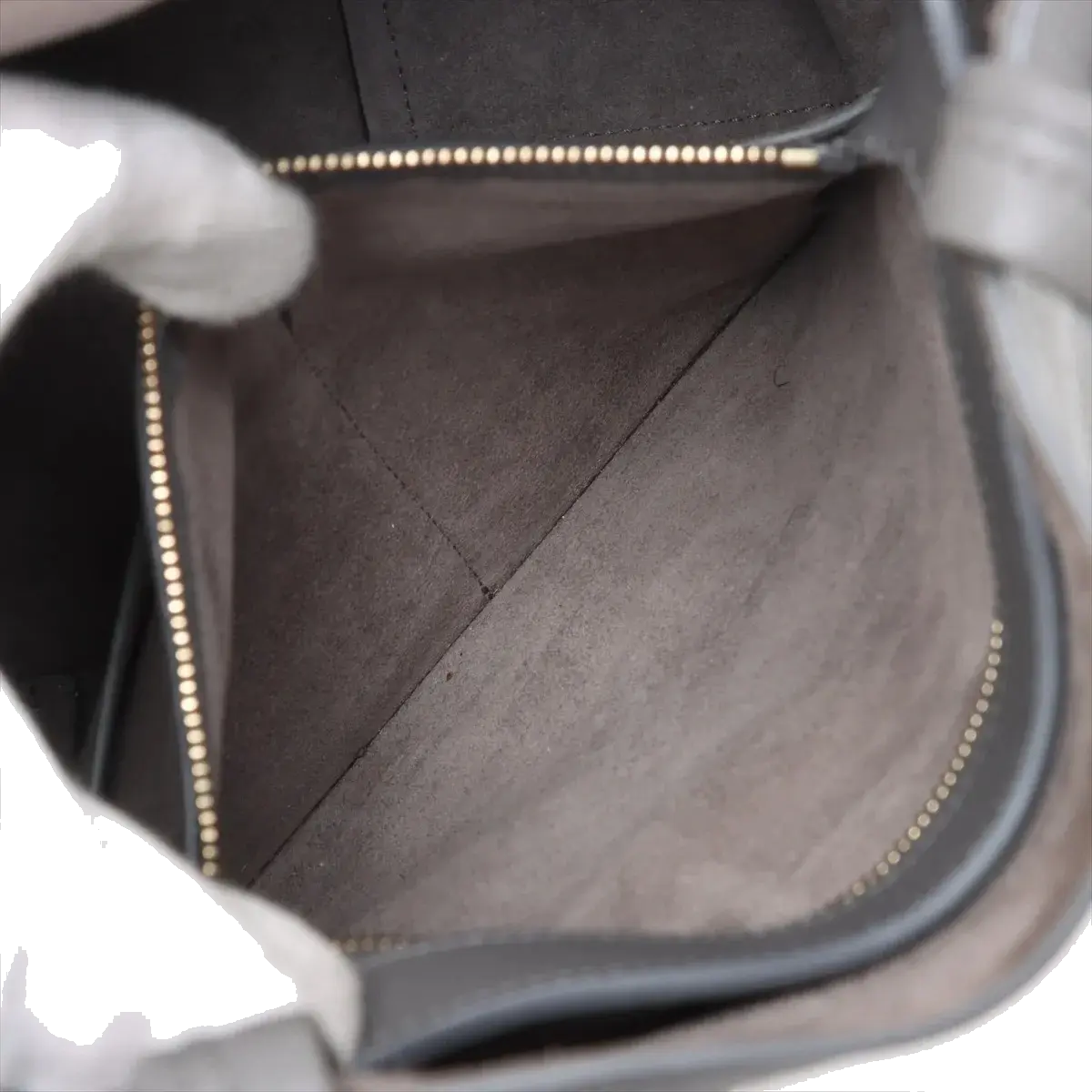 Pre-Loved Cabas Phantom Tote Leather Small with Gold Hardware, Gray