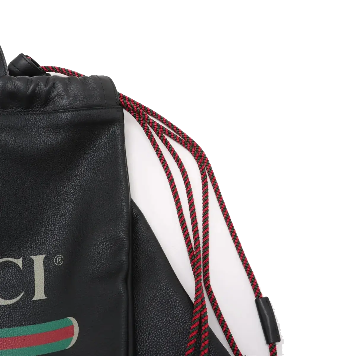 Pre-Loved Logo Print Drawstring Backpack Leather Medium with Black Hardware, Black
