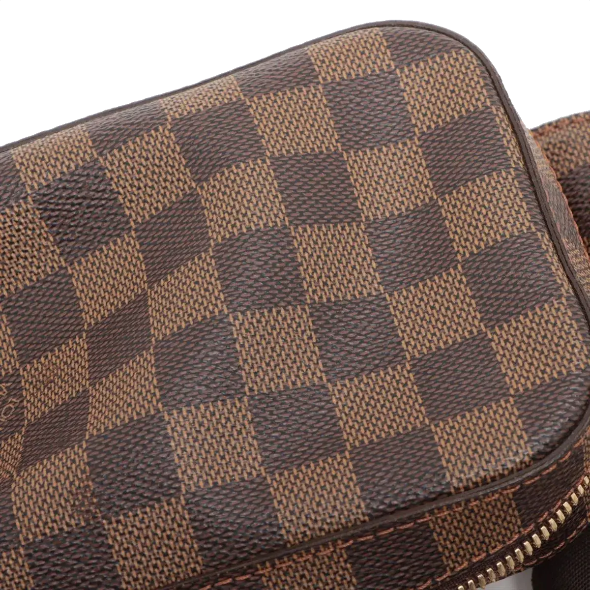 Pre-Loved Geronimos Crossbody Bag Damier Coated Canvas with Gold Hardware, Brown