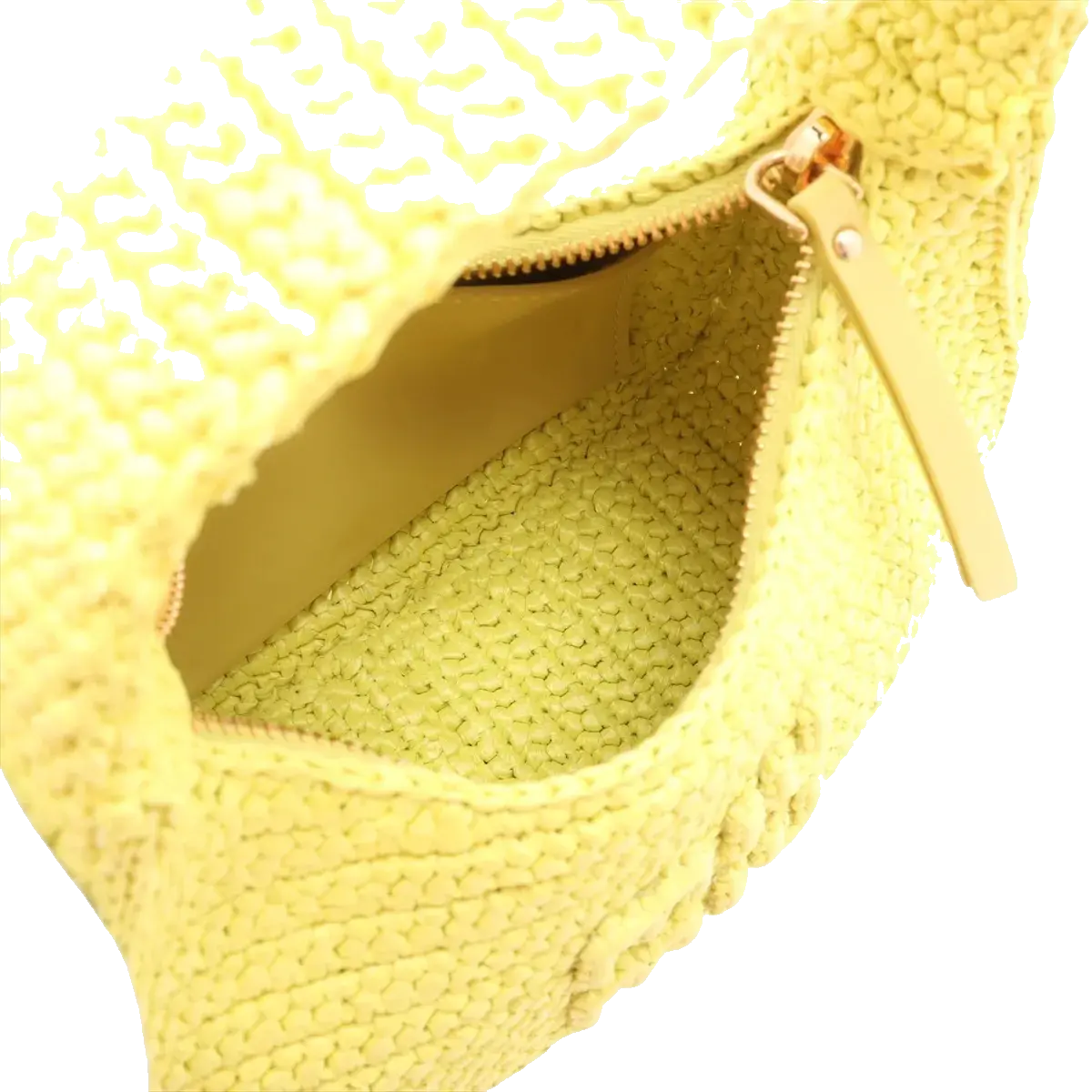 Pre-Loved Wander Hobo Shoulder Bag Raffia Mini with Gold Hardware, Yellow