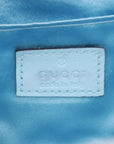 Pre-Loved Horsebit Chain Shoulder Bag Quilted Leather Small with Silver Hardware, Light Blue