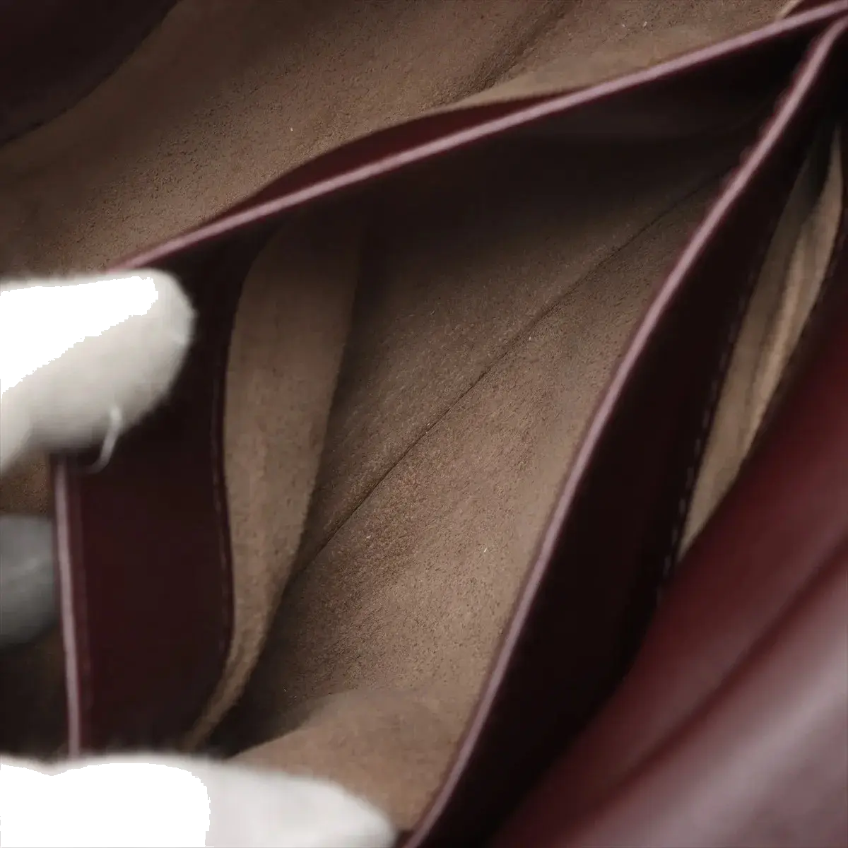 Pre-Loved Olimpia Crossbody Bag Intrecciato Leather Baby with Aged Gold Hardware, Burgundy