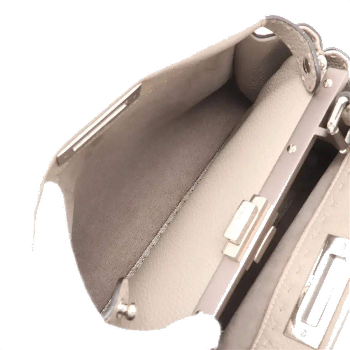 Pre-Loved Peekaboo Selleria Handbag Leather with Silver Hardware, Taupe
