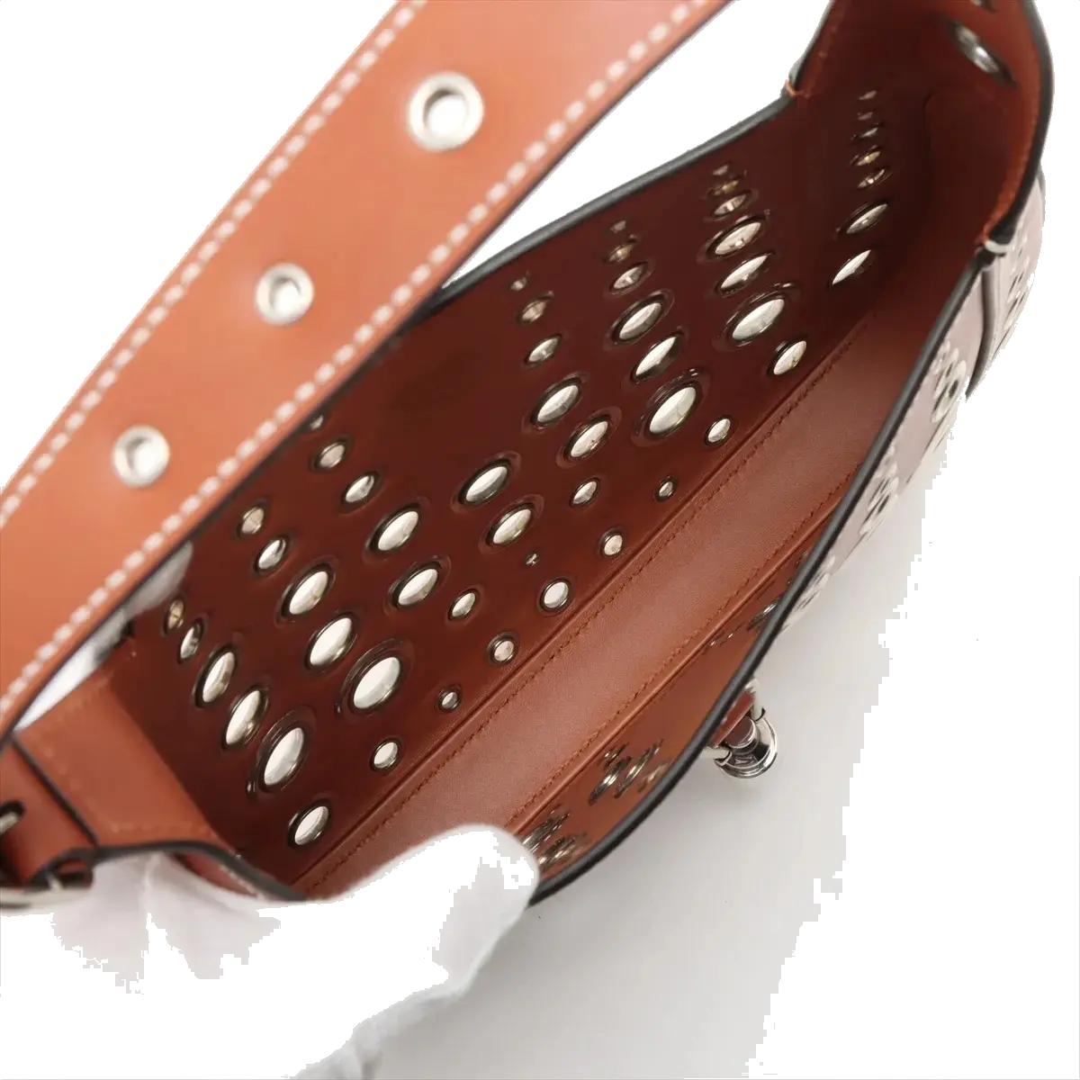 Pre-Loved Jackie Shoulder Bag Leather Small with Silver Hardware, Cognac Brown